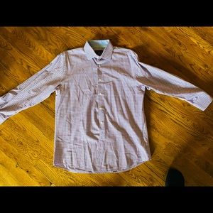 Tattersall London Red White Blue Check Dress Shirt
